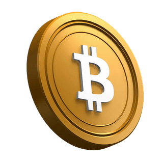 Bitcoin BTC coin tilted as visual element in hero section